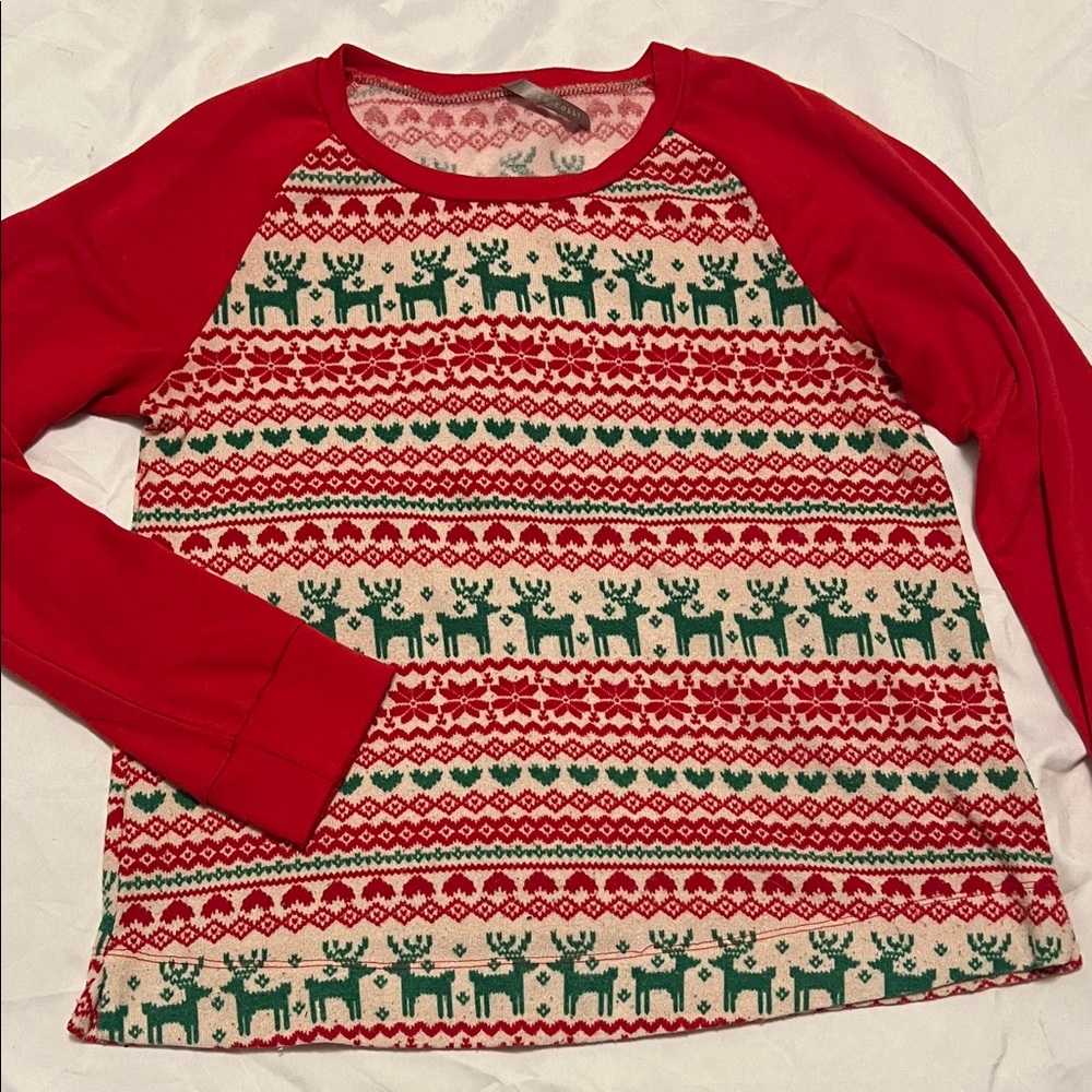 Festive Red and Green Reindeer Sweater